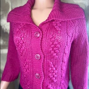 EXPRESS LONG NECK & SLEEVE BRAIDED KNIT SWEATER